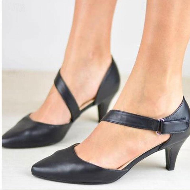 Pentru femei Tocuri Pantofi pumps Pantofi rochie Petrecere În aer liber Zilnic Toc Mic Vârf ascuțit Modă minimalism Imitație Piele Curea Gleznă Negru Alb Albastru 2025 - $46.99 –P9