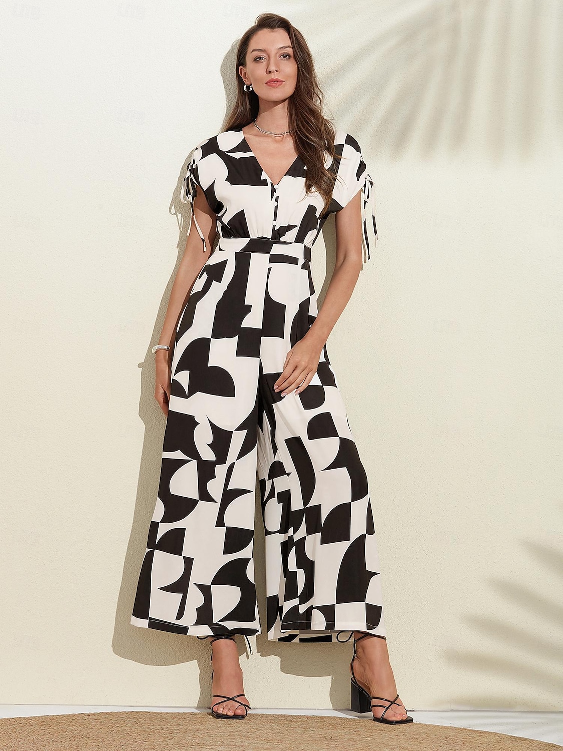 סרבל גיאומטרי עם שרוך עם כפתור 2025 - $103.99 –P5