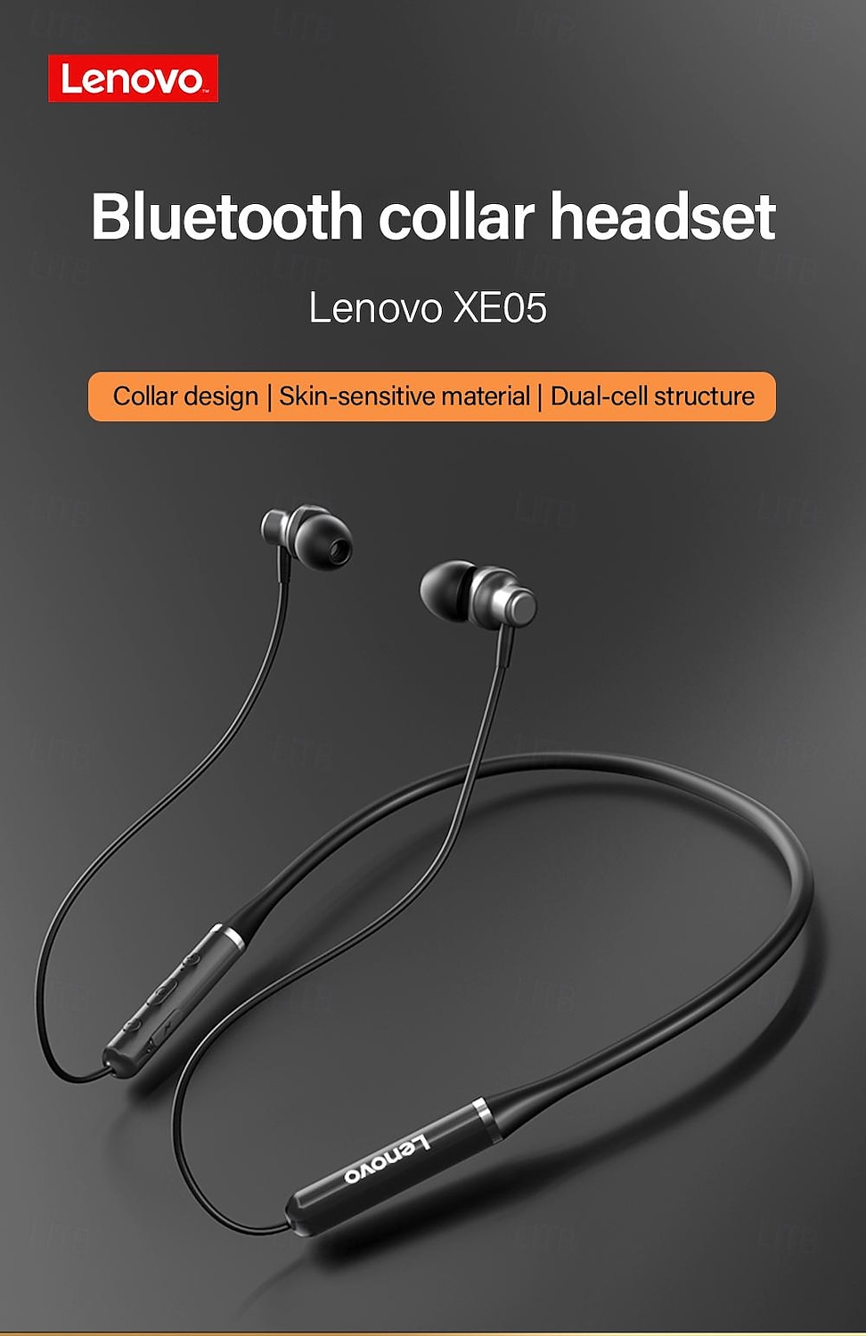 Lenovo XE05 Neckband Headphone In Ear Bluetooth5.0 Stereo IPX5 for Apple Samsung Huawei Xiaomi MI  Fitness Traveling Jogging Mobile Phone 2025 - $24.99 –P1