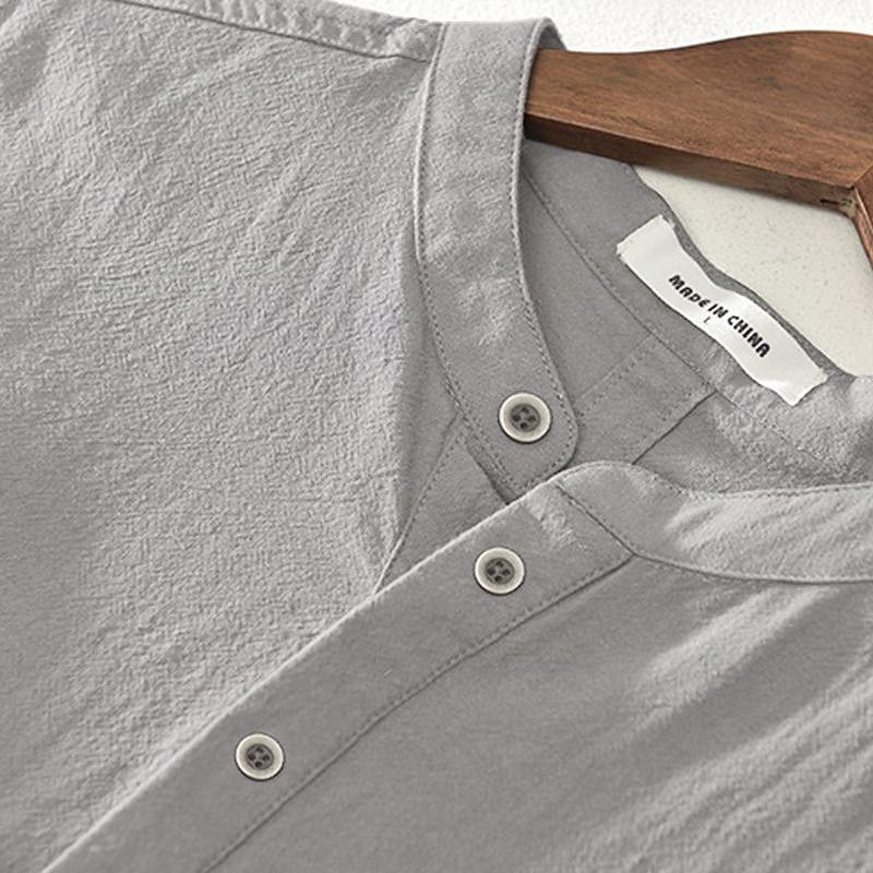 Per uomo Camicia Camicia di lino Camicia in cotone e lino Camicia bianca di cotone Camicia con colletto cinese Camicia con colletto alla coreana Semplice Vacanza Streetwear Bianco Blu reale Grigio del 2025 a $21.99 –P4