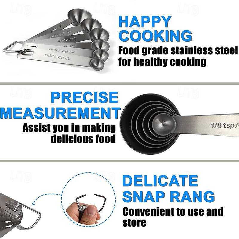 Measuring Spoon Set Stainless Steel Measuring Spoons Set of 6 Metal Measuring Spoon for Measuring Dry and Liquid Ingredients of Cooking Baking 2026 - $15.99 –P7
