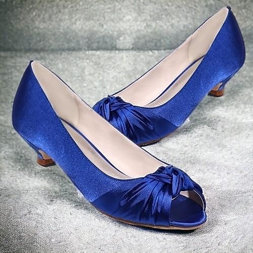 γυναικεία ρουζ ροζ σατέν peep-toe kitten heels - κομψά παπούτσια με χαμηλό τακούνι για γάμους και ειδικές περιστάσεις 2025 - $79.99 –P2