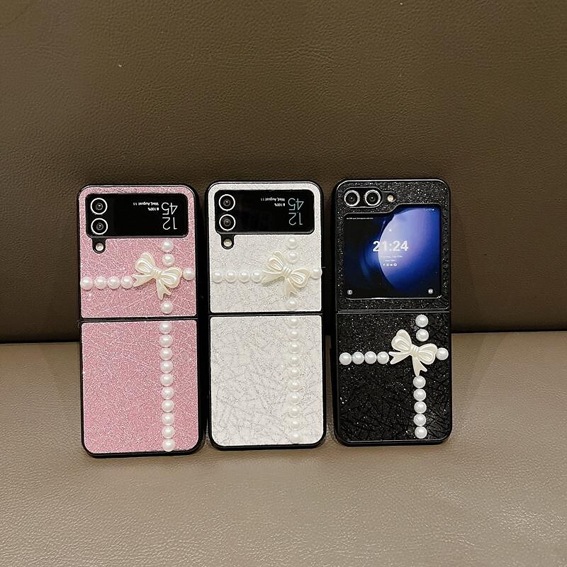 Phone Case For Samsung Galaxy Z Flip 7 Z Flip 6 Z Flip 5 Z Flip 4 Z Flip 3 for Women Girl Bling Glitter Shiny Shockproof Bow tie TPU 2025 - $13.99 –P4