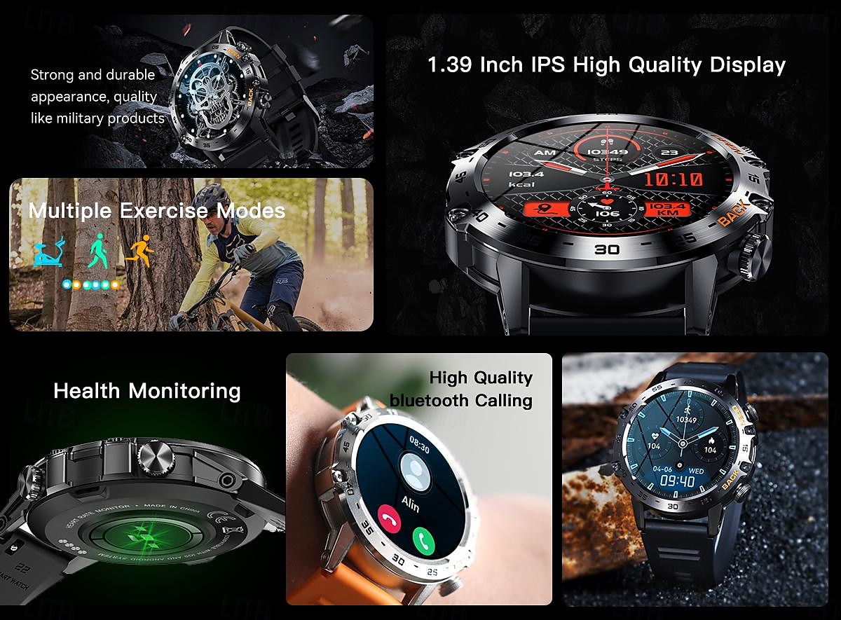 K52 Smart Watch Men 1.39inch IPS Screen Bluetooth Call Custom Dial Heart Rate Health Monitoring Outdoor Sport Smartwatch 2025 - $67.99 –P2