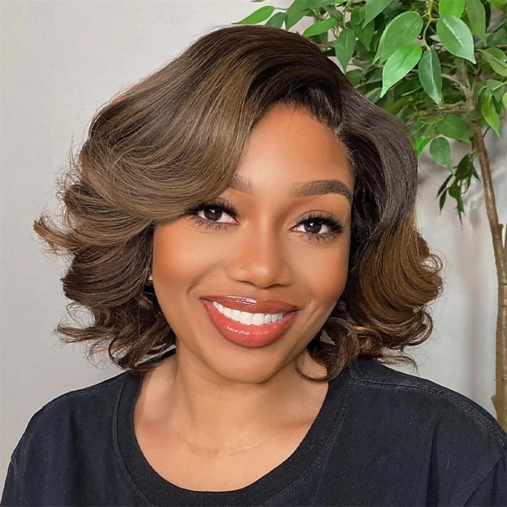 korte krullende bob pruiken losse golf zijdeel pruik voor zwarte vrouwen korte body wave bob synthetische pruik 2025 - $20.99 –P10