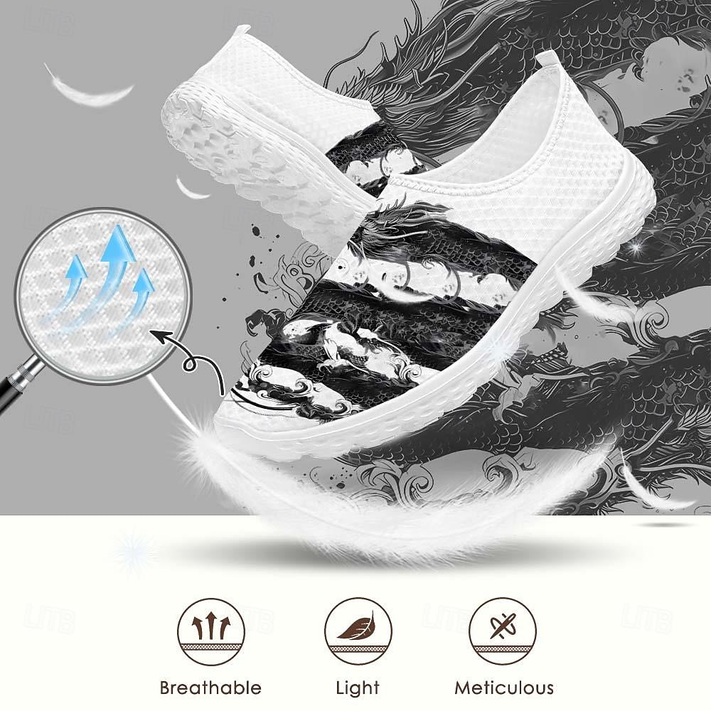 Men's Sneakers Loafers & Slip-Ons Print Shoes Light Soles Flyknit Shoes Walking Sporty Casual Outdoor Daily Vacation Mesh Breathable Comfortable Loafer White Army Green Blue 2025 - $42.99 –P1