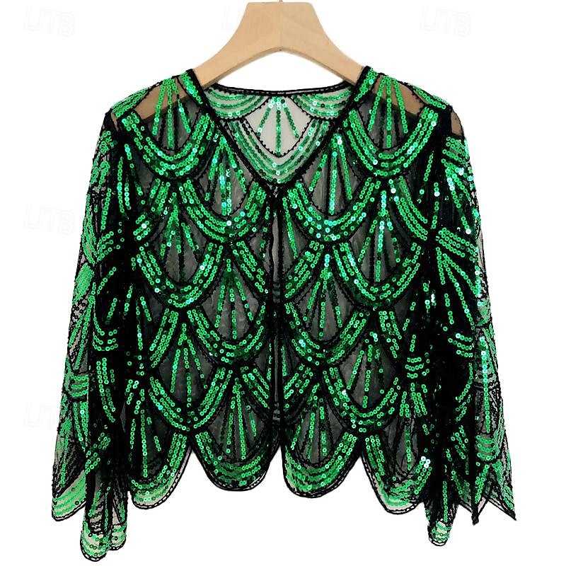 Rétro Vintage Années Folles Années 1920 Manteau Châles Gatsby le Magnifique Invité au mariage Paillettes Femmes Halloween Carnaval Mascarade Mariage robe demoiselle d honneur Événement / Fête Adulte de 2025 ? $26.99 –P5