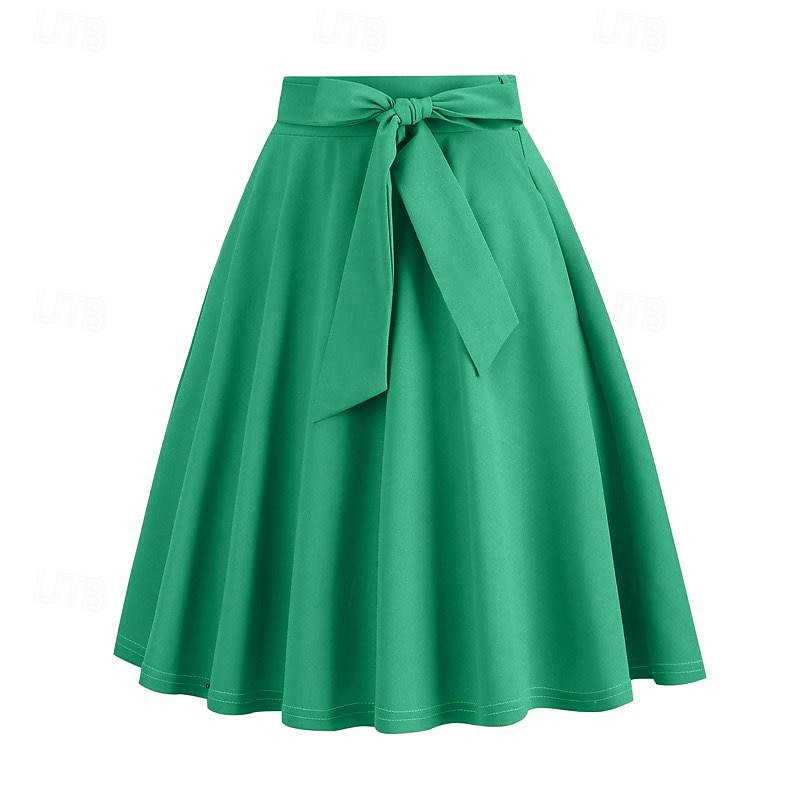 Retro / vintage 1950-tallet Rockabilly Knelengde Swing skjørt Dame Avslappet Dagligdagstøy Te Fest Voksen Skjørte 2025 - $20.99 –P2