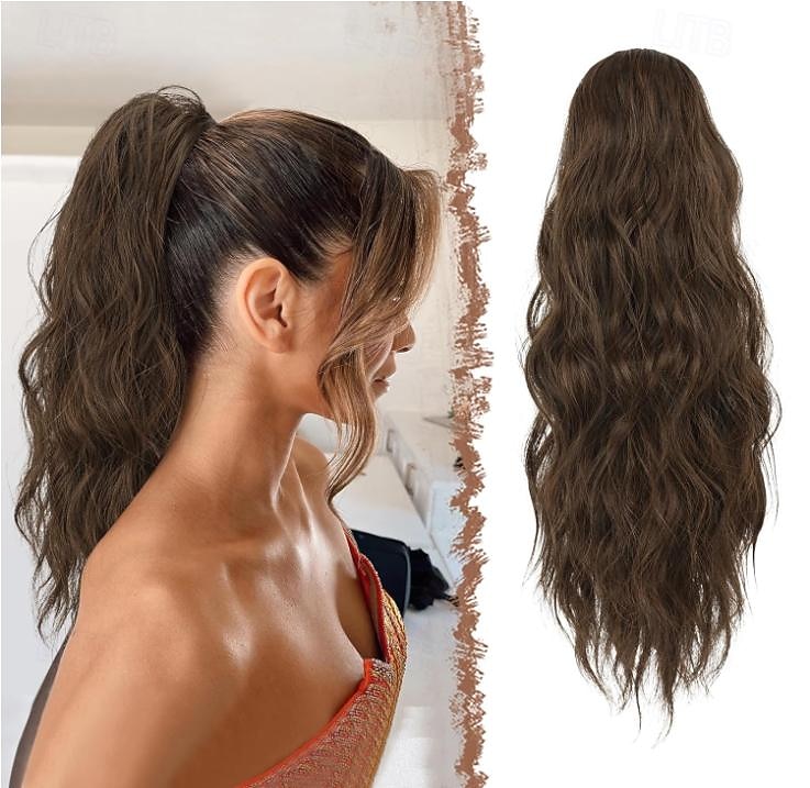 paardenstaart extensions trekkoord paardenstaarten haarverlenging licht asbruin bleekmiddel blond lang krullend golvend haar stuk synthetische paardenstaart haarstukken voor vrouwen 2025 - $12.99 –P8