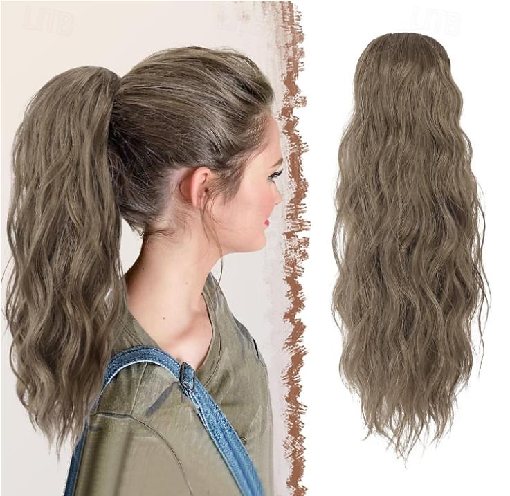 paardenstaart extensions trekkoord paardenstaarten haarverlenging licht asbruin bleekmiddel blond lang krullend golvend haar stuk synthetische paardenstaart haarstukken voor vrouwen 2025 - $12.99 –P7