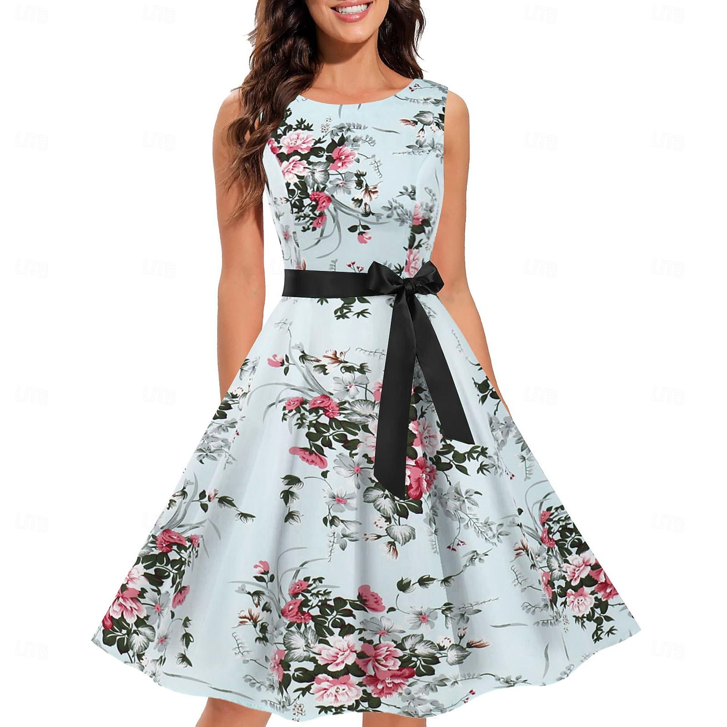 Retro Vintage Anos 50 Vestido Coquetel Vestidos Festa a Fantasia Um vestido de linha Floral Fantasia Mulheres Baile de Máscaras Festa / Eventos Festa de Solteira Adulto Vestido Vestidos de baile de 2026 por $26.99 –P13