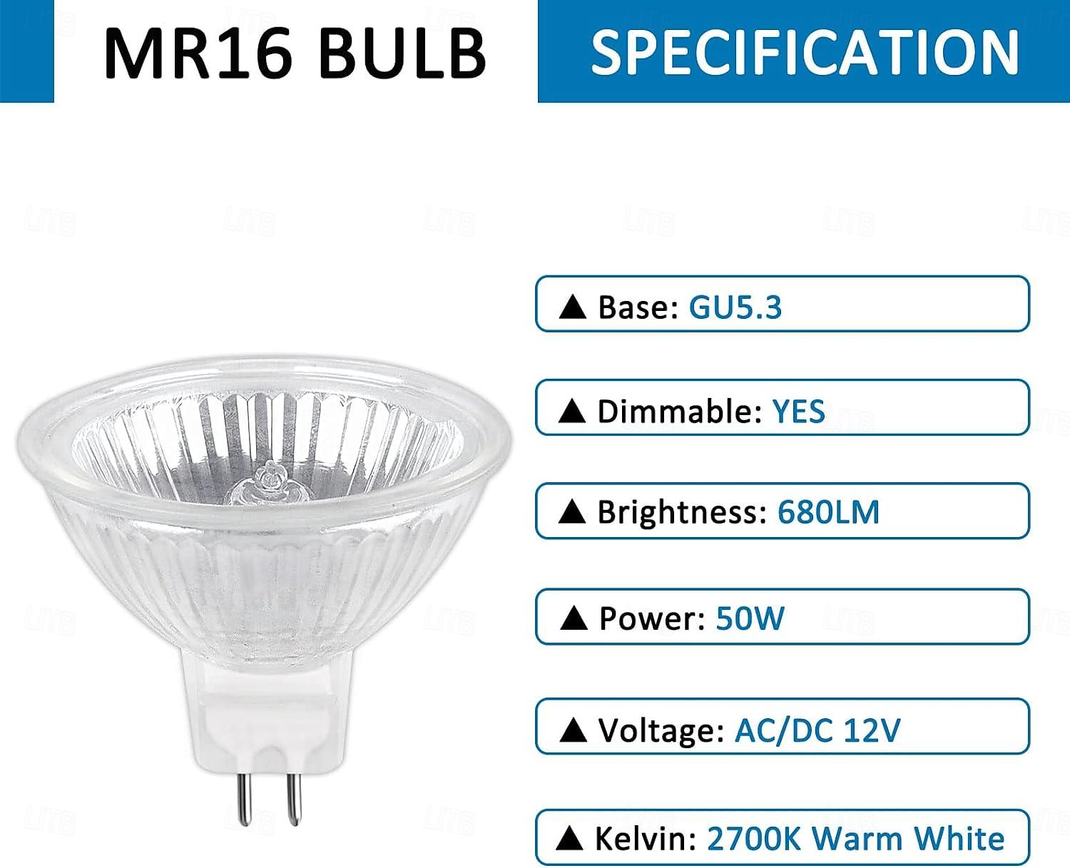 MR16 Halogen Bulb 12V 50W 600lm Warm White 3000K GU5.3 Halogen Lamp for Track Lighting Recessed Lighting 6PCS 2025 - $13.49 –P2