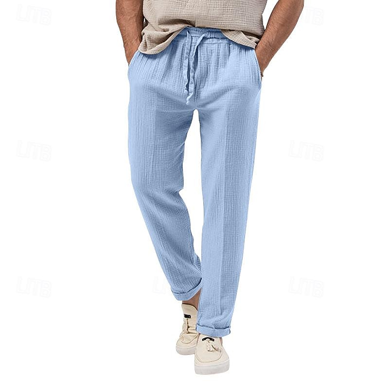 Pánské Kalhoty Plážové šortky Kalhoty pro volný čas Kalhoty Seersucker Šňůrky Elastický pas Straight-Leg Bez vzoru Pohodlné Prodyšné Denní Dovolená Streetwear Módní Na běžné nošení Černá Bílá 2025 - $20.99 –P10