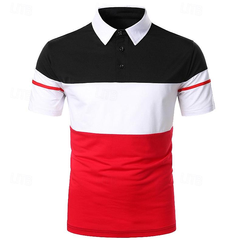 Ανδρικά Πουκάμισο γκολφ Μπλουζάκια Golf Polos Causal Δουλειά Πέτο Κοντομάνικο Βασικό Μοντέρνα Συνδυασμός Χρωμάτων Κουρελού Κουμπιά Ανοιξη καλοκαίρι Κανονικό Ανοικτό Γκρίζο Πουκάμισο γκολφ 2026 - $13.49 –P9