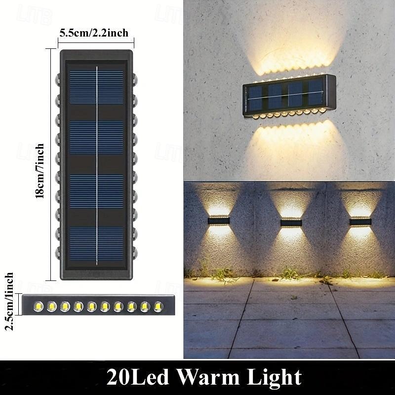 2 Packs LED Solar Wall Lights Beads Long Size  with Emitting Light Up and Down, Fence Outdoor Courtyard, Garden Pathway Decoration Light 2026 - $26.99 –P12