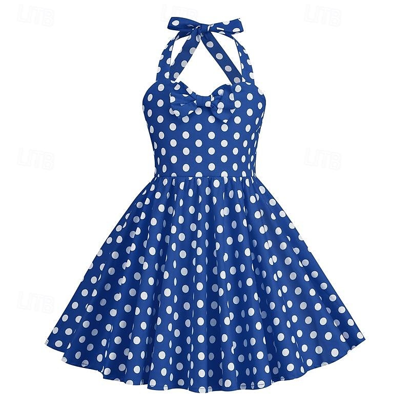 Retro 50. léta Rockabilly Šaty Houpací šaty Puntíky Dívčí Karneval Plesová maškaráda Denní nošení loučení se svobodou nevěsty Dětské Šaty 2025 - $27.99 –P4