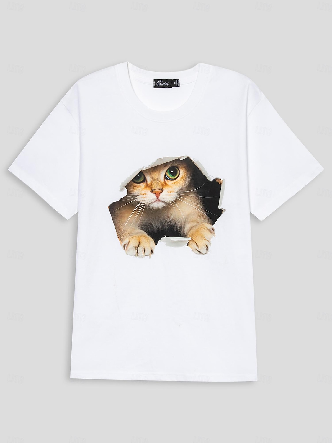 Per donna maglietta Maglietta divertente Nero Bianco Pop art Gatto Stampa Manica corta Informale Giornaliero Essenziale Rotonda Standard 100% cotone Gatto 3D S del 2025 a $4.59 –P8