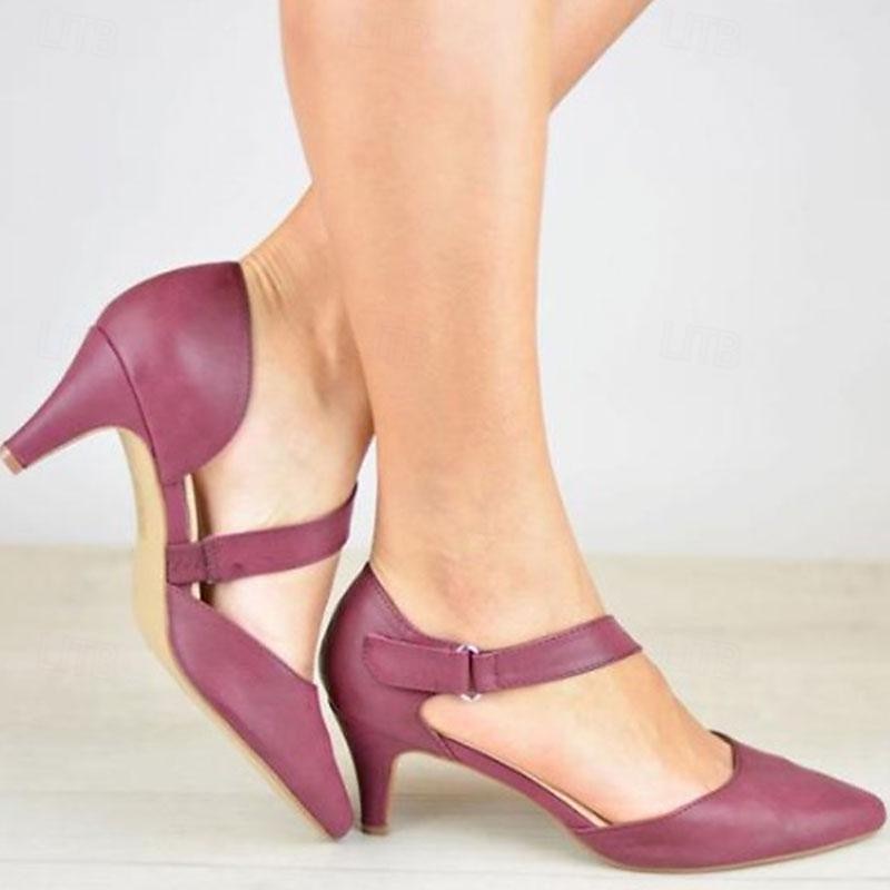 Pentru femei Tocuri Pantofi pumps Pantofi rochie Petrecere În aer liber Zilnic Toc Mic Vârf ascuțit Modă minimalism Imitație Piele Curea Gleznă Negru Alb Albastru 2025 - $46.99 –P2