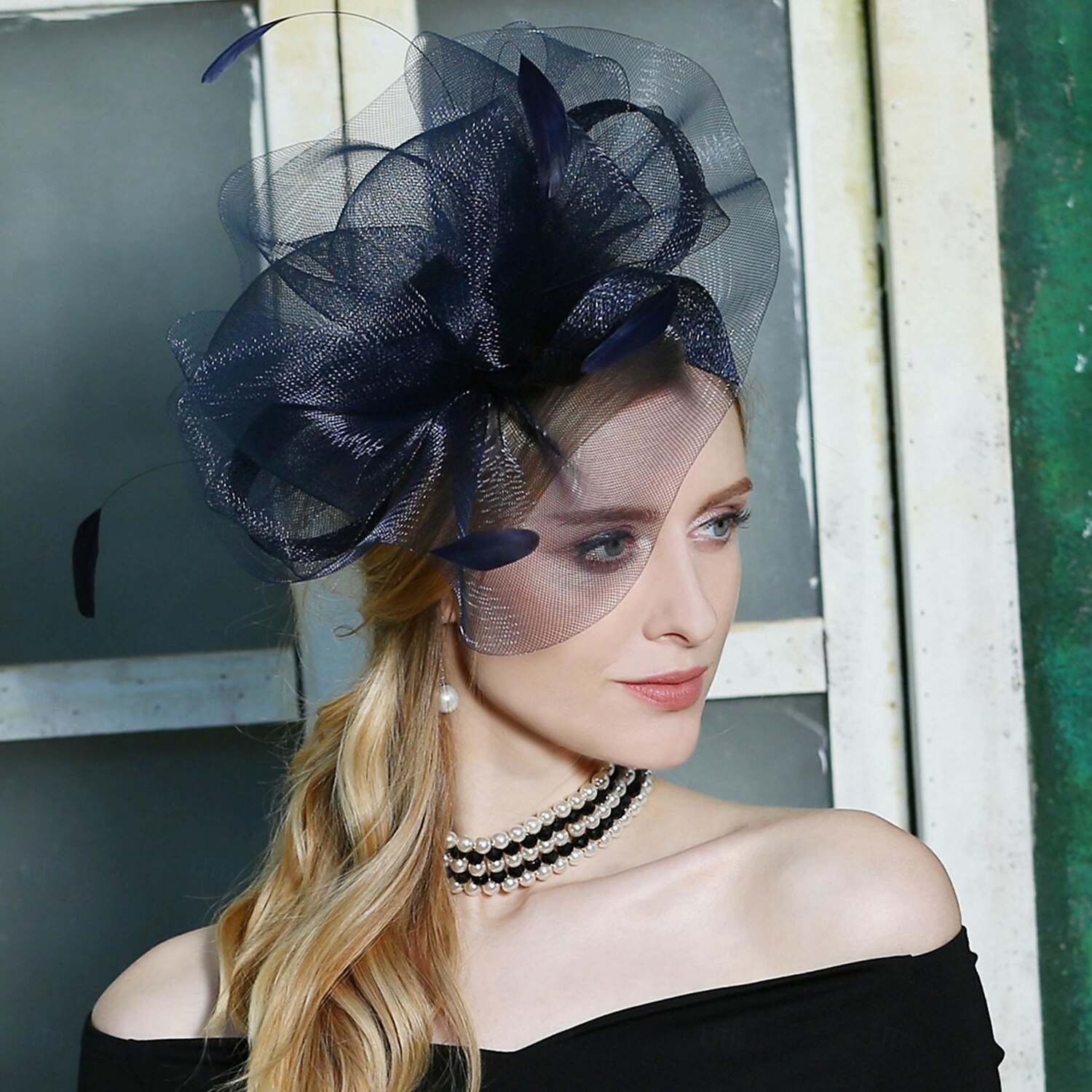 fasce cappelli copricapo tulle organza cappello floscio cappello da sole piattino cappello da sposa tea party matrimonio elegante con bowknot copricapo copricapo del 2025 a $42.99 –P2