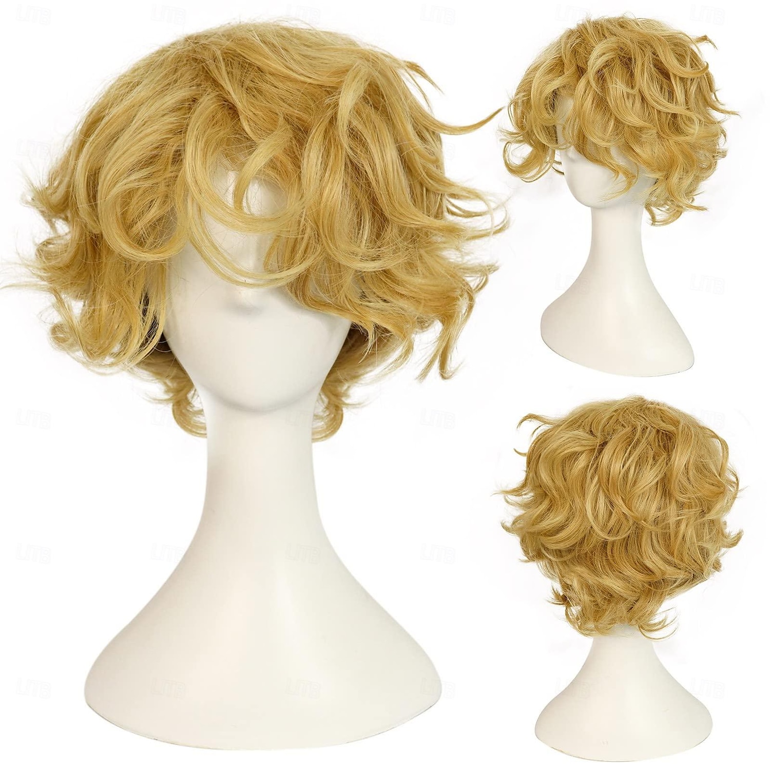 parrucca bionda per uomo parrucca bionda corta e soffice parrucca maschile riccia parrucca sintetica resistente al calore costume cosplay parrucca bionda del 2025 a $20.99 –P6