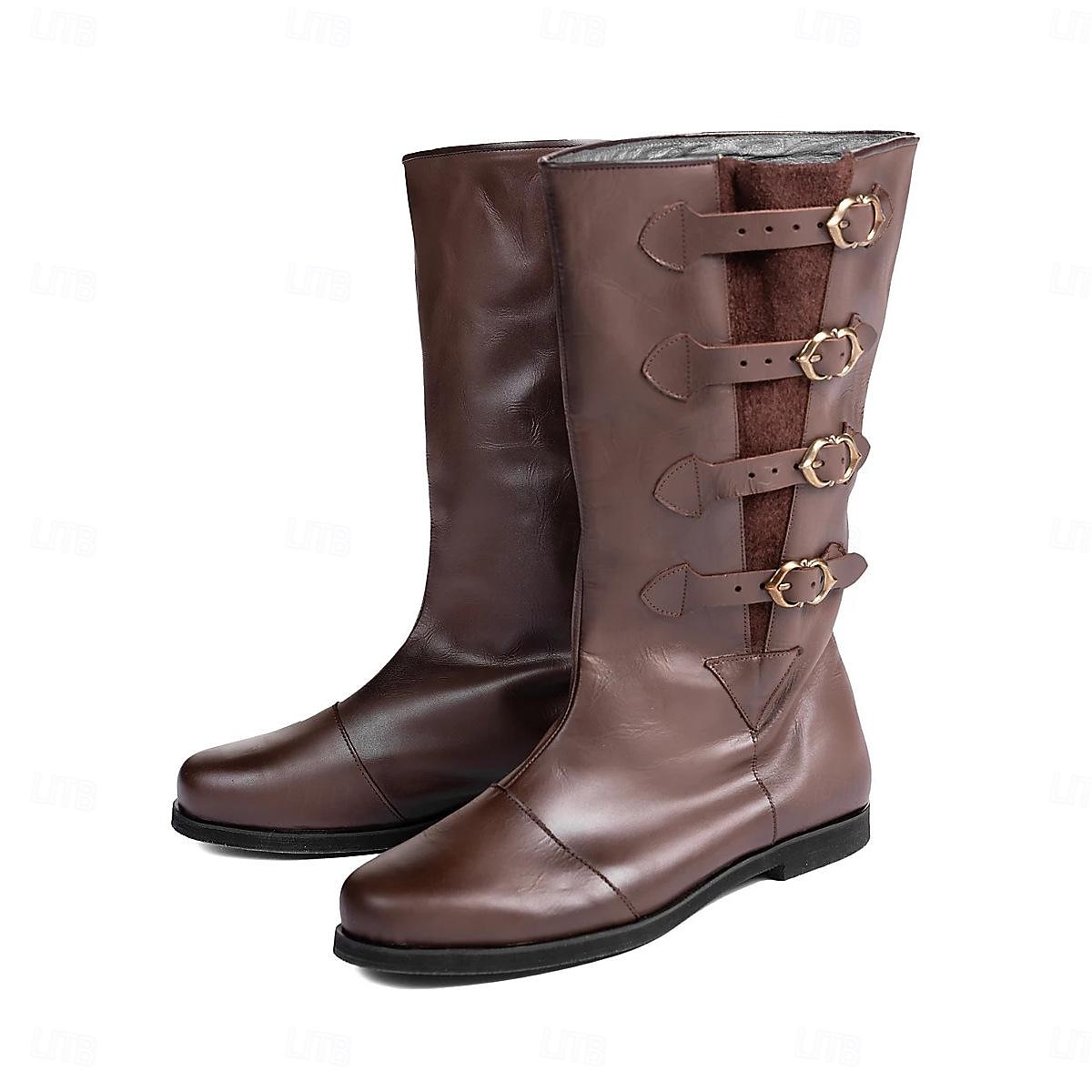 Retro Vintage mittelalterliche Renaissance-Schuhe, flache Jazz-Stiefel, Pirat, Ritter, Ritter, Herren, Unisex, Halloween, Event/Party, Maskerade-Schuhe, ausgefallene mittelalterliche Stiefel 2026 - $51.99 –P7
