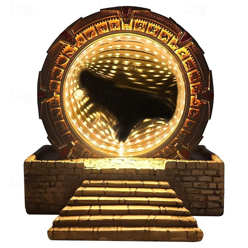 Atlantis Stargate Mirror LED Night Light Star Gate 3D Time Tunnel Ring Mirror Movie Replica Model Cospaly Halloween Party Prop Resin Collectable Toy Home Decor Ornament Gift 2025 - $51.24 –P1
