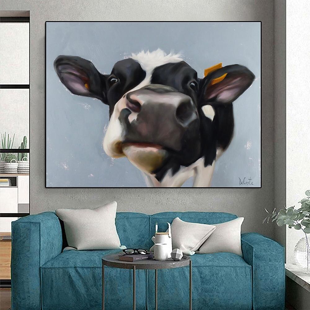 peinture à l'huile peinte à la main peinture de texture de vache colorée art mural peinture originale sur toile extra large art mural carré ferme bovins vache peinture mur art photo pour salon de 2025 ? $108.99 –P5