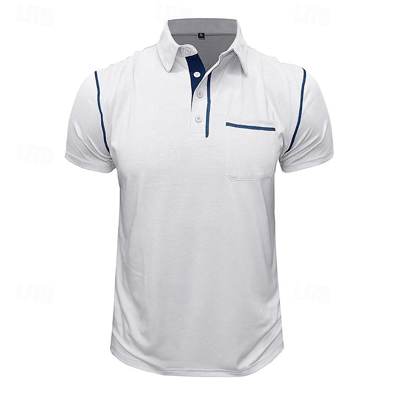 Herren Poloshirt aus Baumwolle Golfhemd Arbeit Casual Kargen Kurzarm Basic Modern Farbblock Patchwork Taste Frühling Sommer Regular Fit Wein Dunkelgrau Schwarz Weiß Königliches Blau Grün Poloshirt 2025 - $18.99 –P20