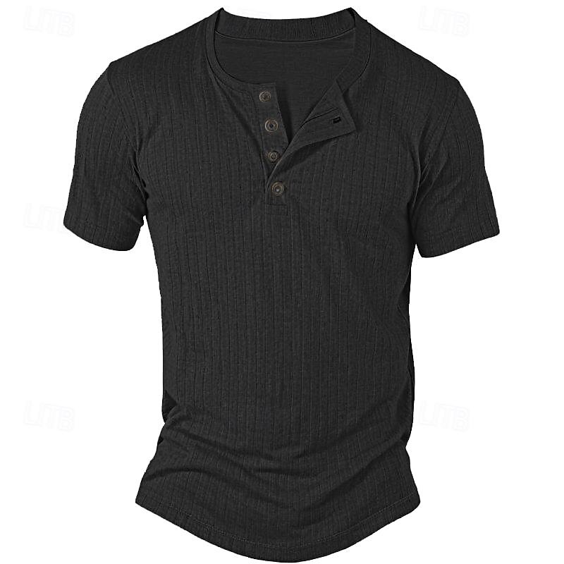 Férfi Henley ing Bordás kötött póló Tee Top Színes Pit Strip Henley Utca Vakáció Rövid ujjú Kollázs Zseb Ruházat Divat Dizájn Alap 2025 - $17.99 –P5