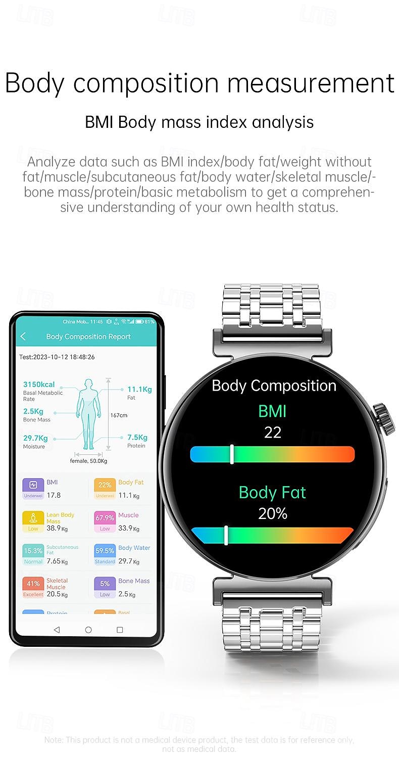 dames amoled smartwatch: 1,28” display met ecg, ppg & uitgebreide gezondheidsmonitoring 2025 - $75.99 –P10