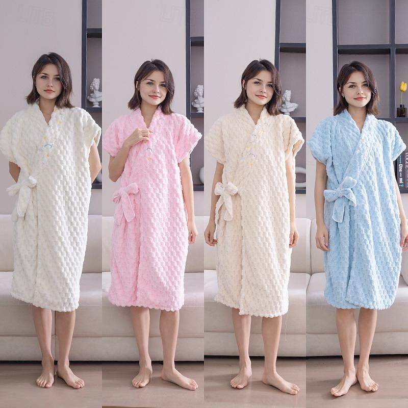 Wearable Bath Towel Wrap Cozy Coral Fleece Highly Water Absorbent Beach Spa Gym Bathrobes Slip Dress Bathing Shower Cover Up Tube Dress Nightwear Sleepdress Sleeping Robe 2025 - $33.99 –P2