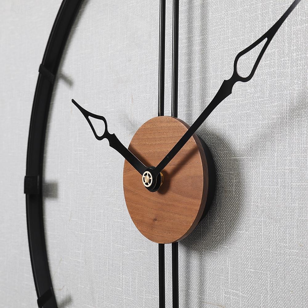 Reloj de pared artístico grande y moderno, reloj de pared grande, decoración artística, relojes de pared, decoración de oficina, minimalista, metal negro para cocina, dormitorio, negro, 60cm 2025 - $116.99 –P9
