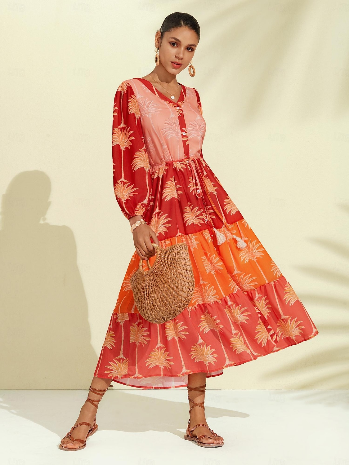 robe midi à fleurs et franges à col en V de 2025 ? $72.99 –P6