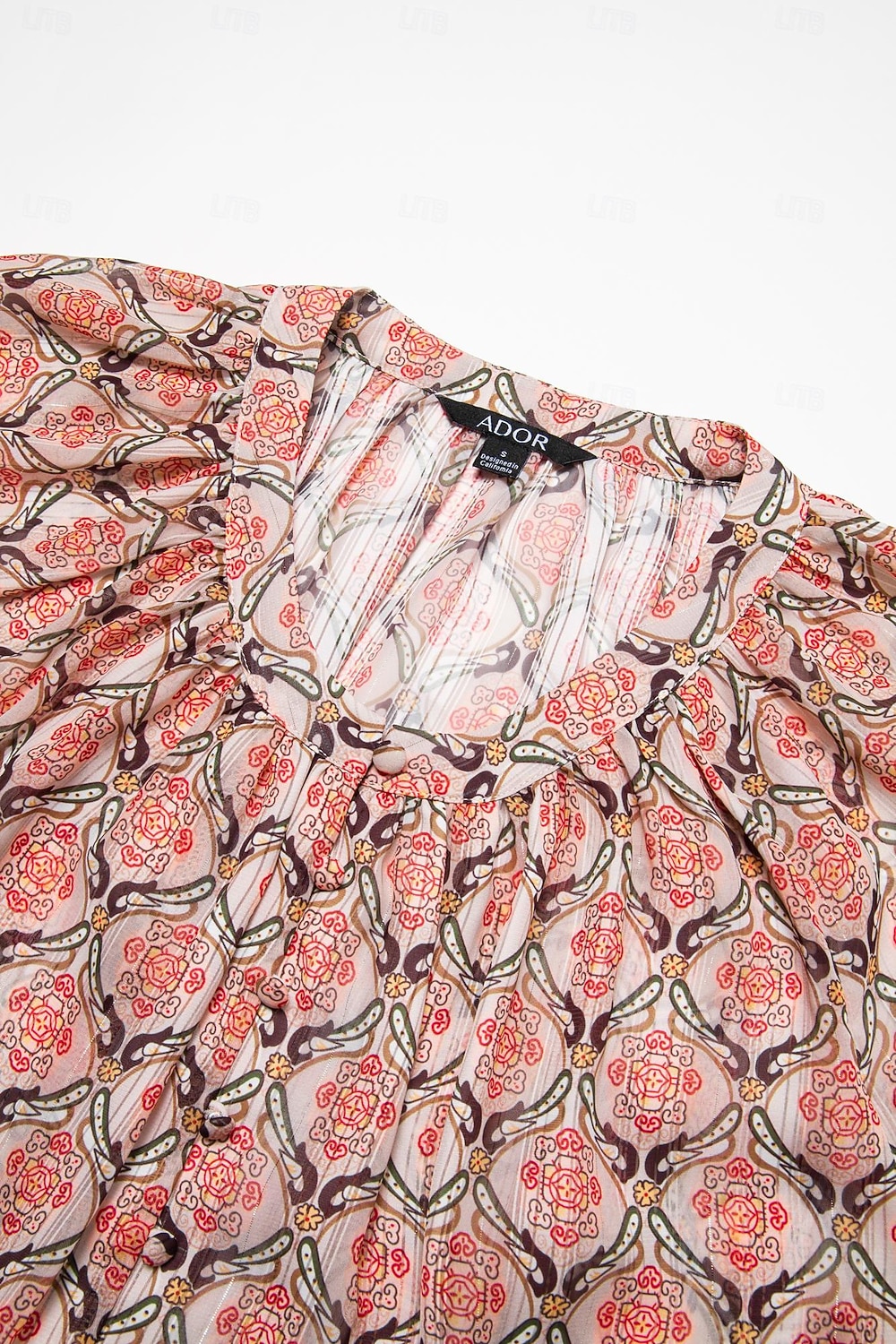 camicetta casual con maniche a sbuffo geometriche del 2025 a $61.99 –P11