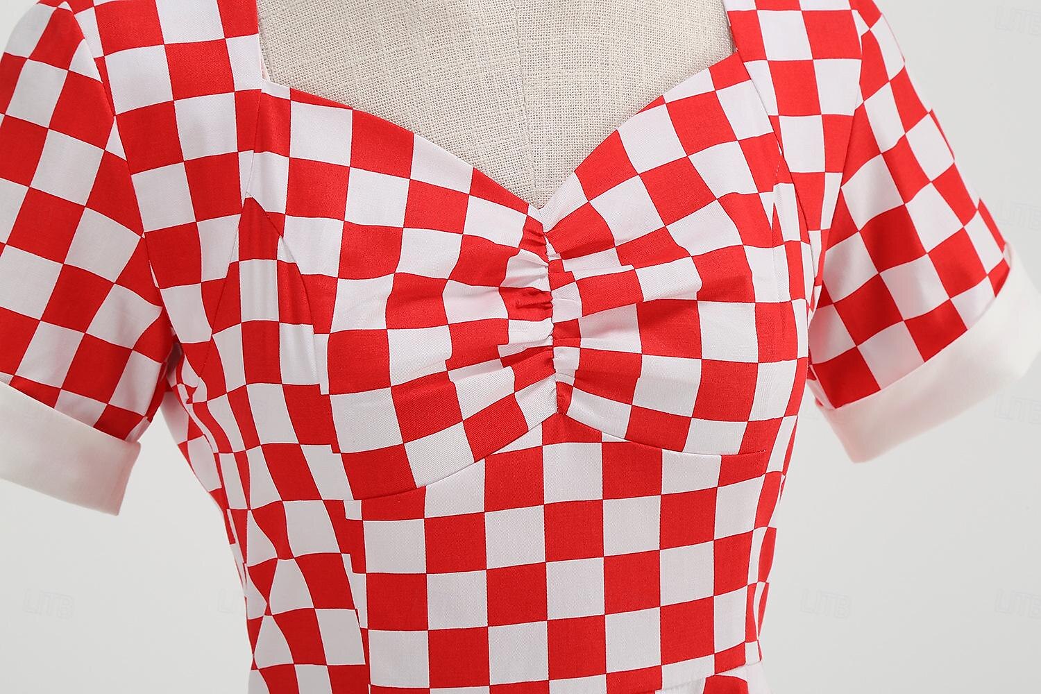 Retro 50. léta Rockabilly Houpací šaty Flare šaty Kostkovaný Dámské předvečer Všech svatých Plesová maškaráda Na den loučení se svobodou nevěsty Dospělí Šaty Šaty pro návrat domů 2025 - $41.99 –P4