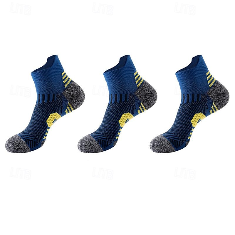 Men's 3 Pack Multi Packs Socks Ankle Socks Running Socks Casual Socks Black White Color Color Block Sports & Outdoor Casual Daily Basic Medium Spring Fall Fashion 2025 - $8.49 –P4