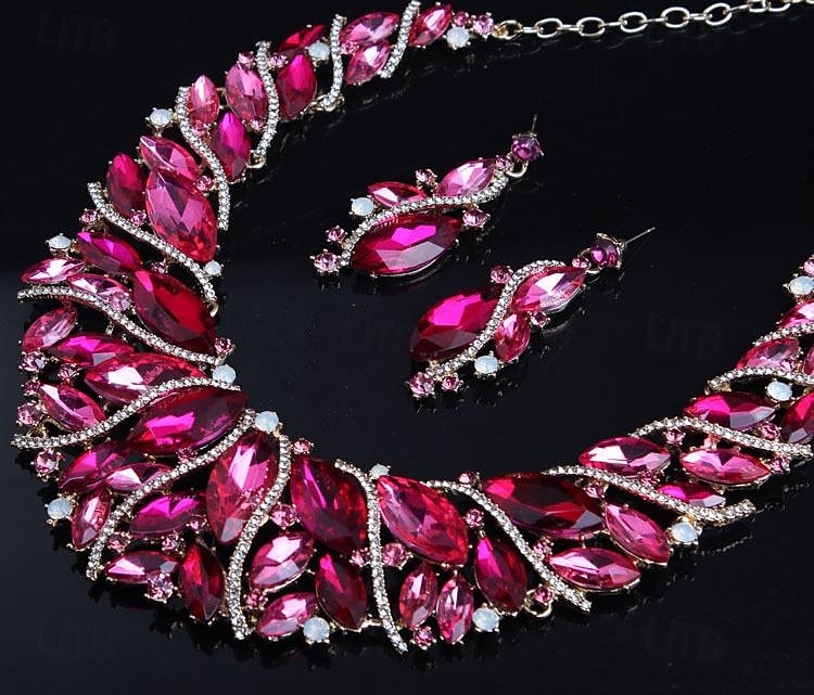 Набор украшений 3шт Стразы Сплав 1 ожерелье Серьги Жен. Элегантный стиль Винтаж Стиль геометрический Геометрической формы Комплект ювелирных изделий Назначение Свадьба Для вечеринок Свадебный гость 2025 - $46.99 –P1