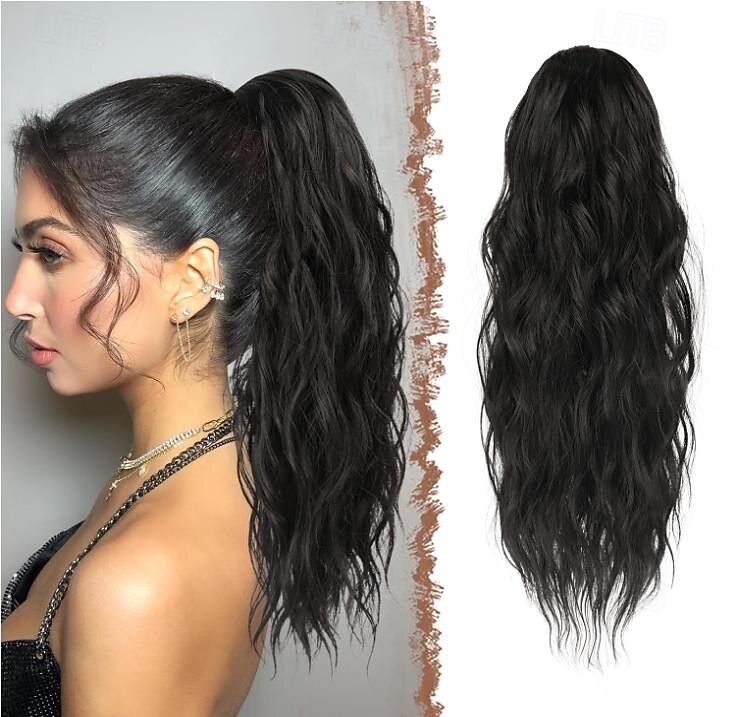 paardenstaart extensions trekkoord paardenstaarten haarverlenging licht asbruin bleekmiddel blond lang krullend golvend haar stuk synthetische paardenstaart haarstukken voor vrouwen 2025 - $12.99 –P9