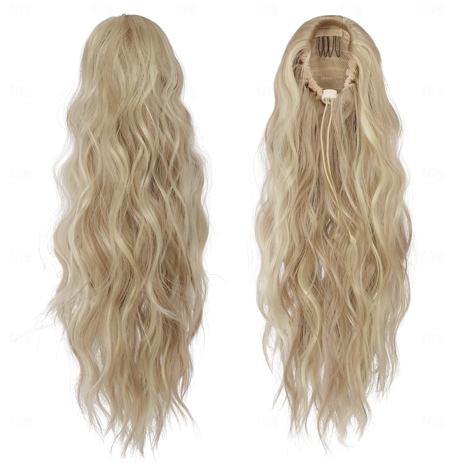 paardenstaart extensions trekkoord paardenstaarten haarverlenging licht asbruin bleekmiddel blond lang krullend golvend haar stuk synthetische paardenstaart haarstukken voor vrouwen 2025 - $12.99 –P2