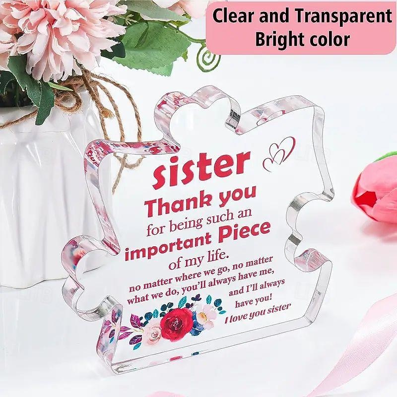 wyjątkowa akrylowa ozdoba w kształcie puzzli dla Twojej siostry, idealny inspirujący prezent na urodziny, święta, dekoracje stołu i wystrój domu 2026 - $9.99 –P3