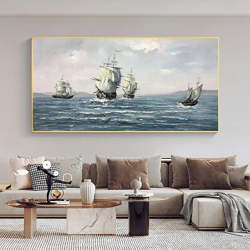 abstrakcyjne żaglówki obraz na płótnie ręcznie malowane wall art marynistyczny obraz olejny na płótnie ręcznie robiony nowoczesny ocean malarstwo wall art duży pejzaż morski żaglówki malowanie do 2025 - zł559.8 –P3