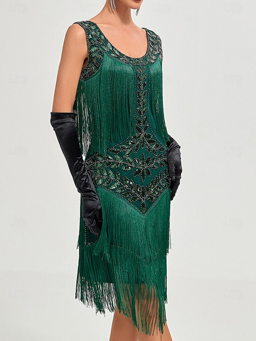 Anni Ruggenti Anni 1920 Abito da vacanza Abito Flapper Vestito Mascherata Il grande Gatsby Gentildonna Invitato al matrimonio Paillettes Frangia con nappe Per donna Halloween Carnevale Mascherata del 2025 a $43.99 –P6