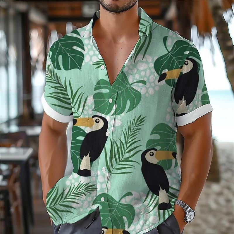 Homens Tropical Papagaio Camisa Social Camisa havaiana Camiseta Aloha Manga Curta Camisa Aberto para a Lateral Férias Havaiana Estilo resort Ao ar livre Férias Praia Branco Azul Verde S M L de 2026 por $23.99 –P5