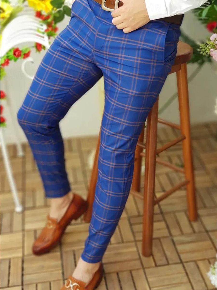 Férfi Nadrág Pamutszövet nadrág Chino nadrág Ceruzanadrág Kockás nadrág Kockás Ránctalanító Üzleti Irodai zsúr Klasszikus Laza elegáns 1 3 2025 - $25.99 –P7