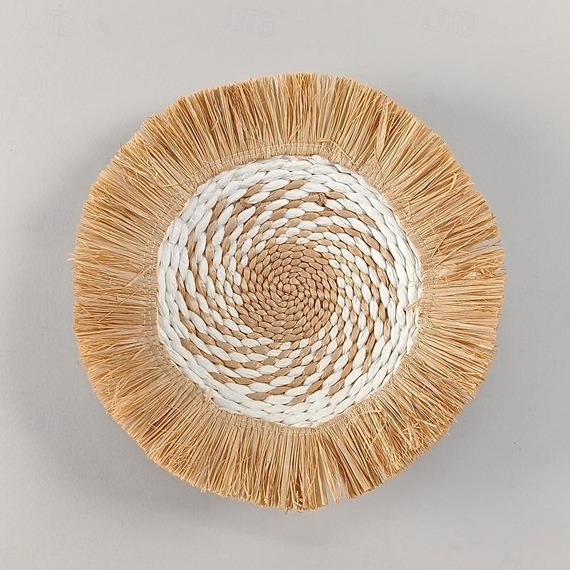 veggdekorasjon vegghengende cattail veving etnisk stil raffia duskkant bohemisk b&b hotellrestaurant 2025 - €16.99 –P5