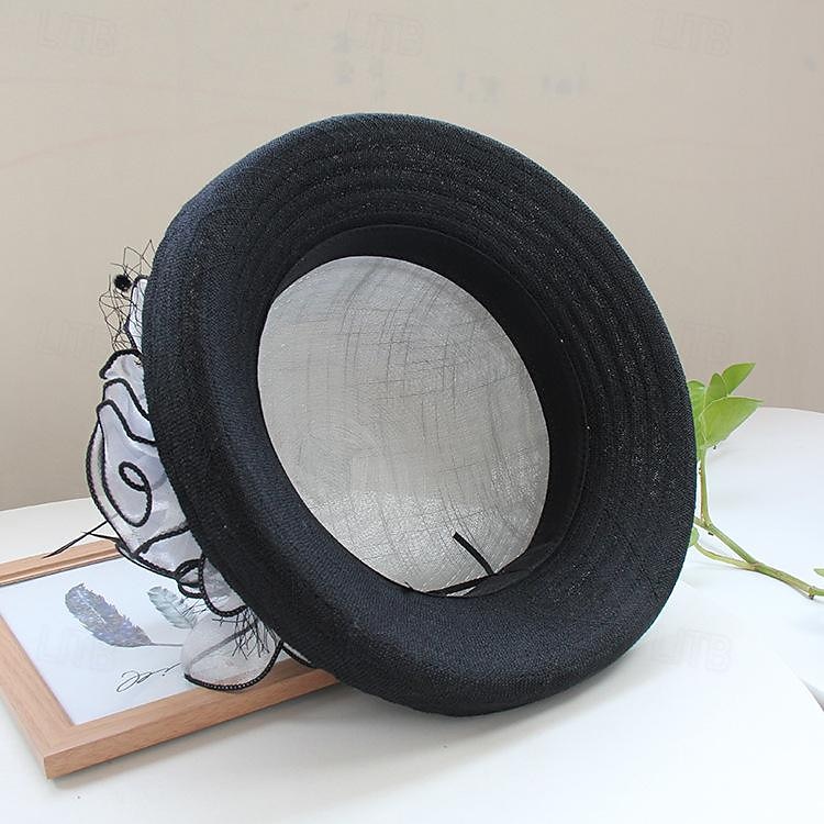 Fascinators Hats Headwear Polyester Bucket Hat Straw Hat Sun Hat Casual Holiday Elegant Vintage With Feather Bows Headpiece Headwear 2025 - $30.99 –P3