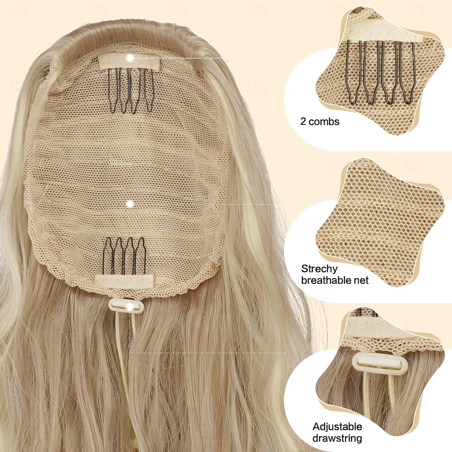 paardenstaart extensions trekkoord paardenstaarten haarverlenging licht asbruin bleekmiddel blond lang krullend golvend haar stuk synthetische paardenstaart haarstukken voor vrouwen 2025 - $12.99 –P3