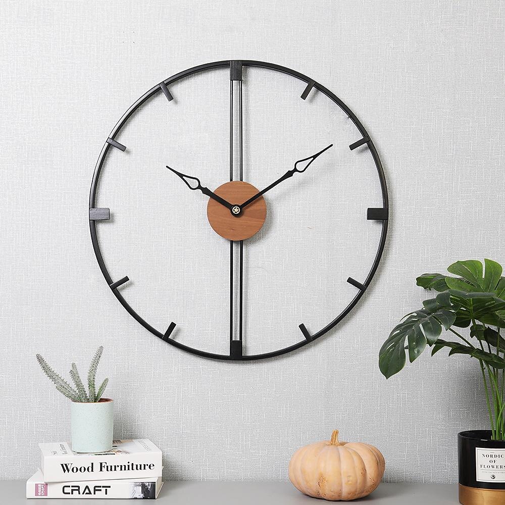 Reloj de pared artístico grande y moderno, reloj de pared grande, decoración artística, relojes de pared, decoración de oficina, minimalista, metal negro para cocina, dormitorio, negro, 60cm 2025 - $116.99 –P1