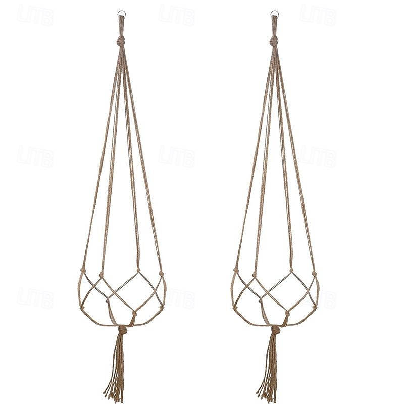 1pc cesto appeso per piante da giardinaggio con borsa a rete per vaso di fiori corda di iuta sospensione fioriera vaso di fiori fatto a mano borsa a rete cestini per piante fatti a mano del 2025 a $21.99 –P5