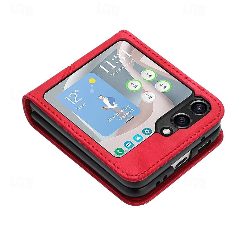 телефон Кейс для Назначение SSamsung Galaxy Z Flip 5 Z Flip 4 Z Flip 3 Откидная крышка Защита от удара Ретро ПК Кожа PU 2025 - $18.99 –P10